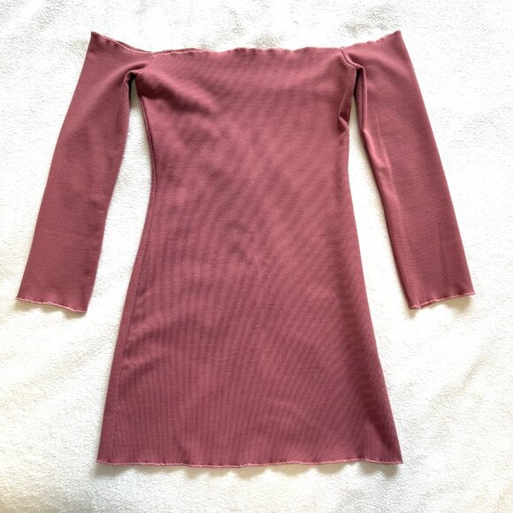 Pink Off the Shoulder Long Sleeve Mini Dress - Picture 1 of 5